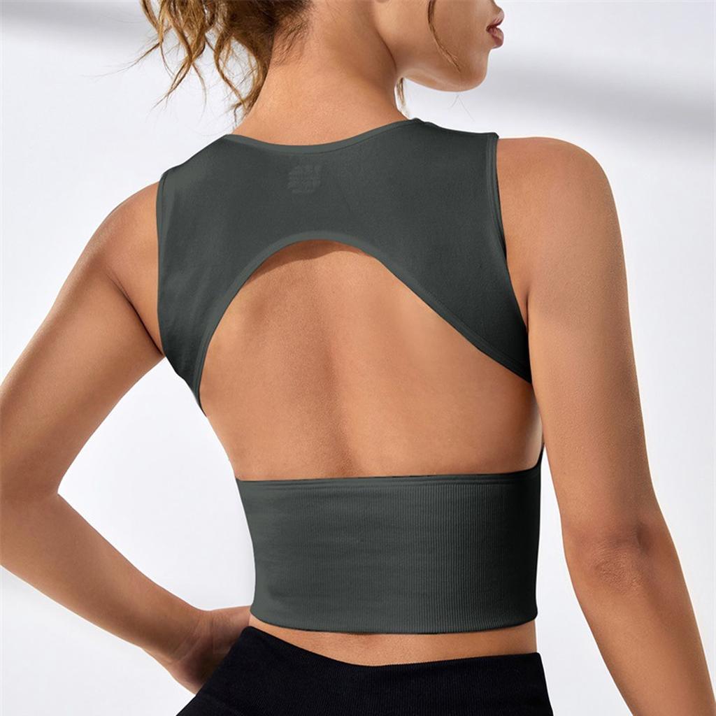 Women's Fashion Striped Yoga Vest Running Shaping Sports Fitness Top Color Sleeveless Yoga Vest Top