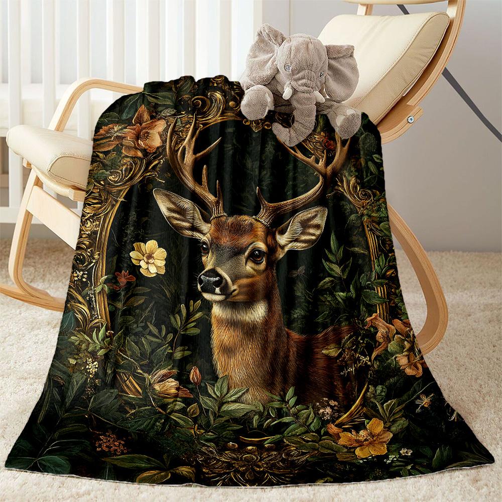 Deer Blanket Ultra-Soft Perfect for Chair Couch Sofa Four Seasons Universal Modern Style Gifts For Family Or Friends