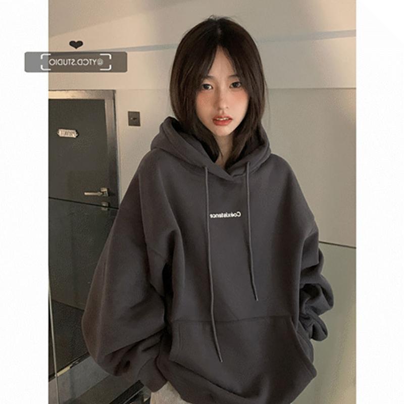Fashion Sweatshirt Long Sleeve Korean Letter Printing Baggy Female Tops Pullover Hoodie Autumn