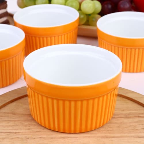 VORCOOL Mini Cocotte Dishes, Souffl? Pans, 9cm, Ceramic, Heat-Resistant, Oven, Microwave, and Dishwasher Safe, Set of 5