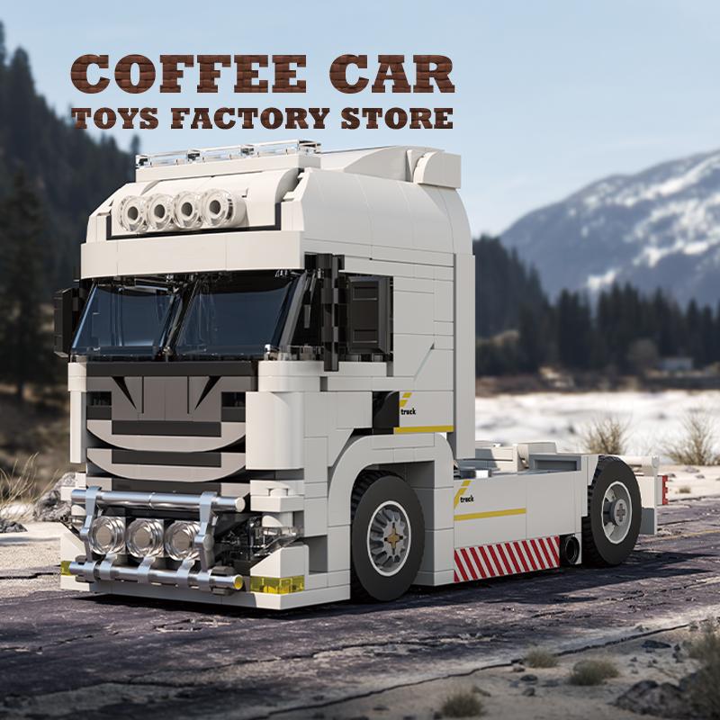 City Truck Head Building Blocks With Box Loader Cars MOC Bricks Children Toys Creative Container Van Model Adult Kids Gifts DIY