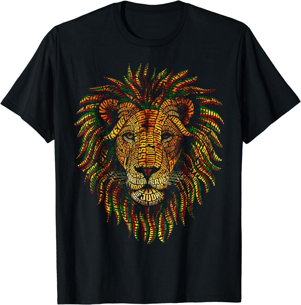 Rastafari Rood Geel Groen Rasta Kleding Leeuw van Juda T-shirt Maat S-5XL