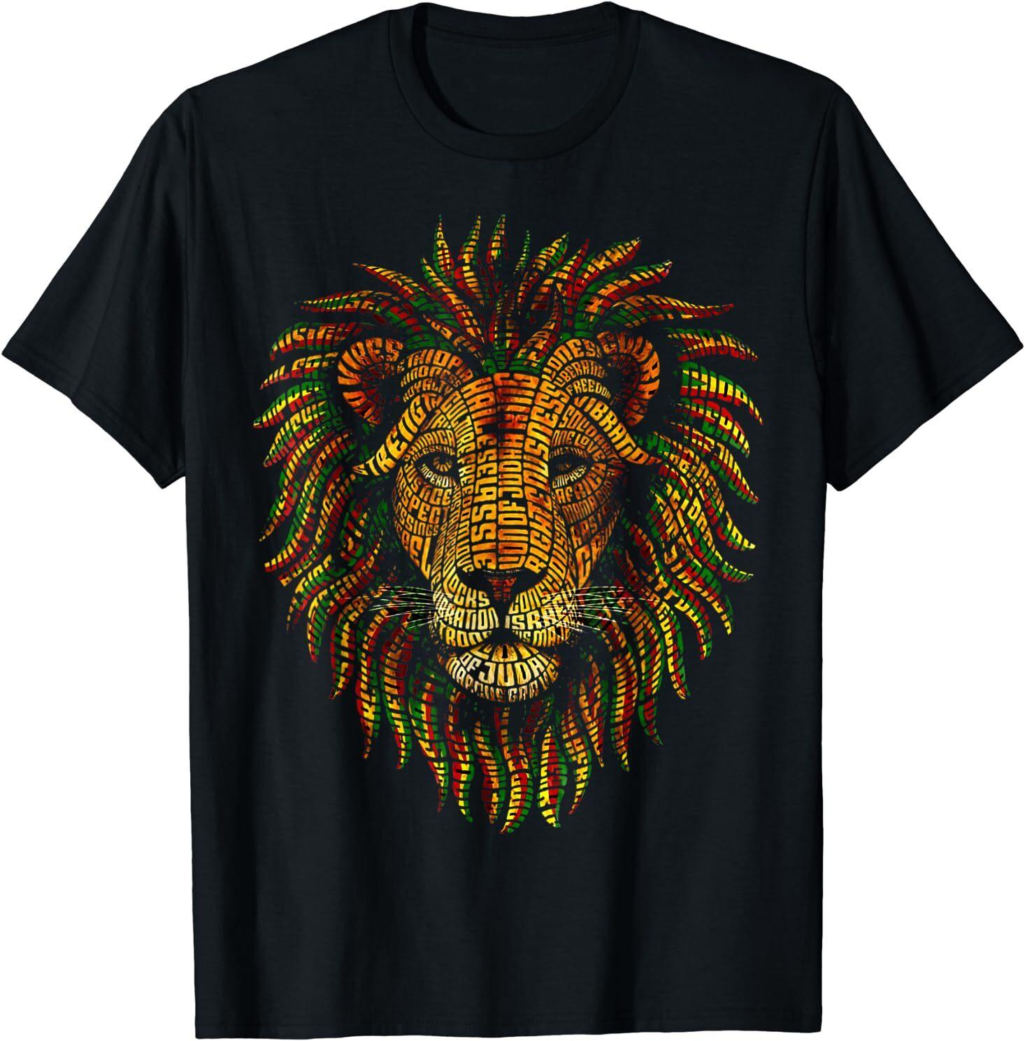 Rastafarian Red Yellow Green Rasta Apparel Lion of Judah T-Shirt Size S-5XL S