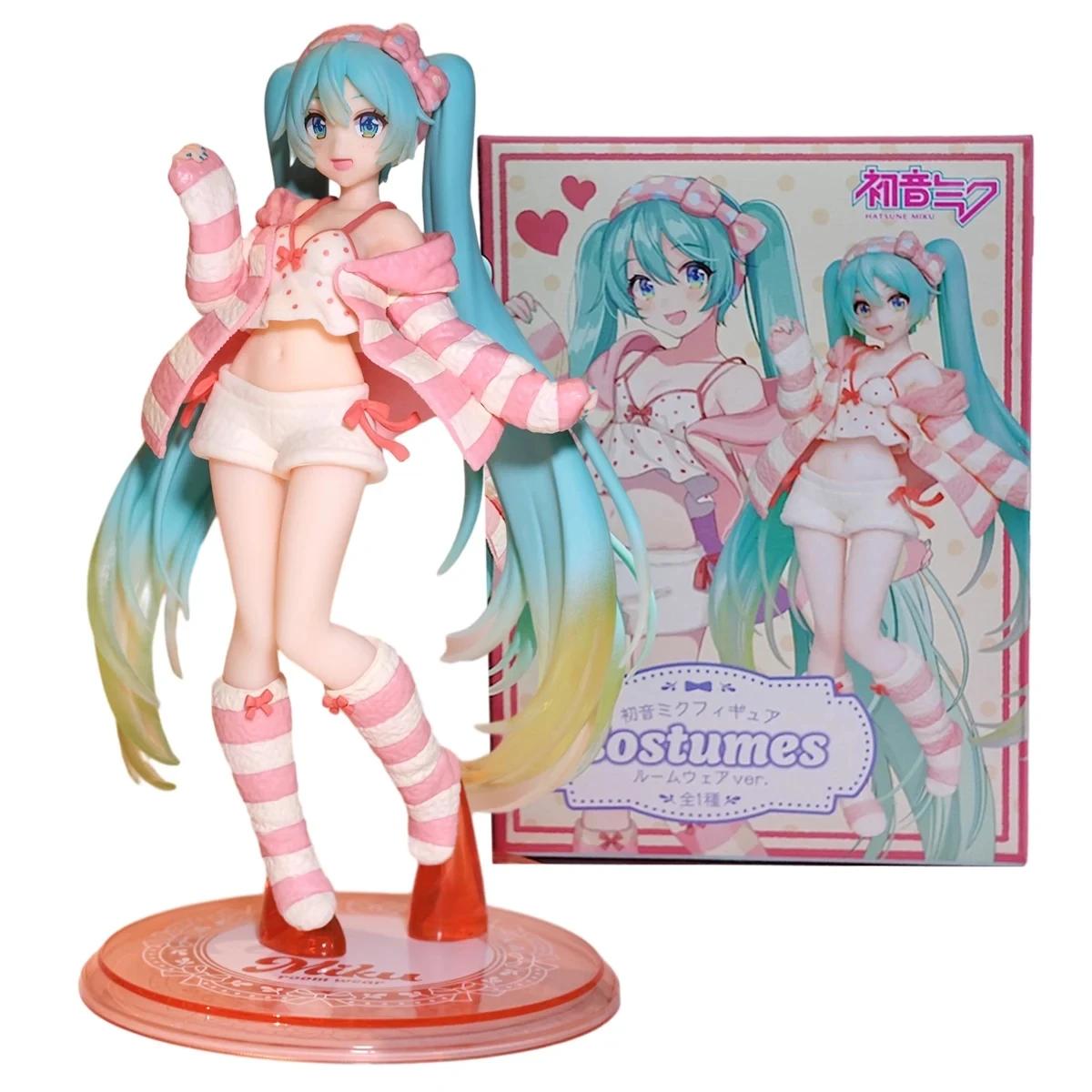 

20CM Anime Hatsune Miku Home Clothes Pajamas Dress Up Standing Model Toy Gift For Children Collection PVC Action Figure Boxed With box