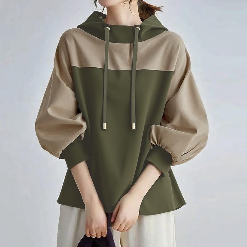 ZANZEA Women Hooded Collar Casual Long Sleeve Patchwork Hoodies Blouse