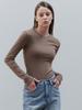 G And Gb U-Neck Weave Long Sleeve_Brown