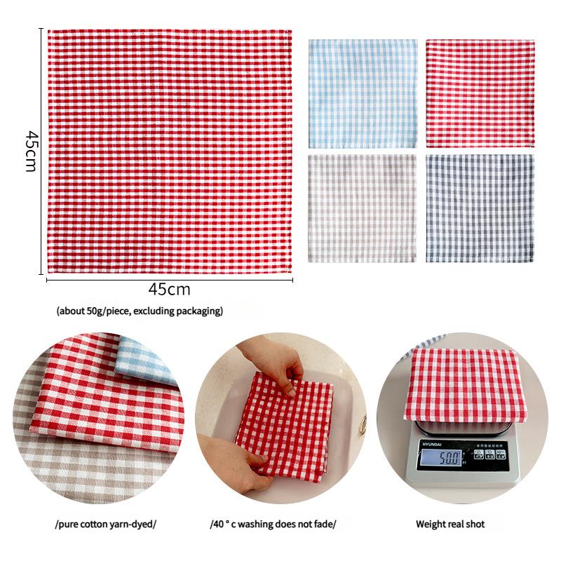 45×45cm Plaid Napkin Cloth Western Dining Table Decoration Placemat Household Absorbent Table Cloth