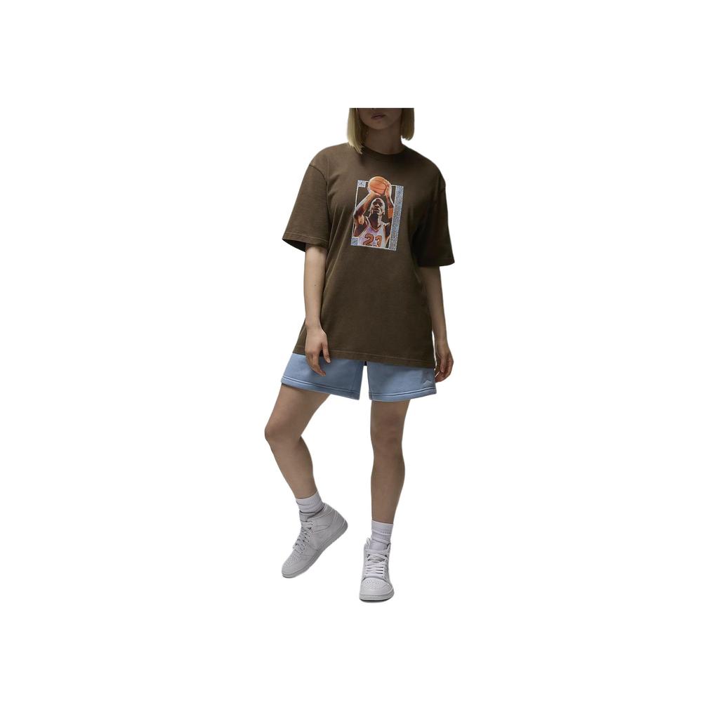 Jordan Printed Pattern Round Neck Casual Short Sleeve Drop Shoulder T-Shirt Women T-Shirt Brown FN5376-243