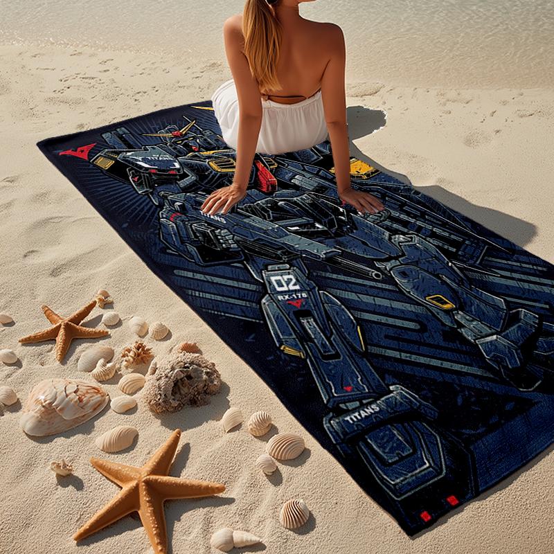 Mecha Armor Robotic Design Beach Towel, Super Soft Microfiber, Gift for Her/Him, Birthday, for Pool, Beach, Travel, Home Decor Fan gifts