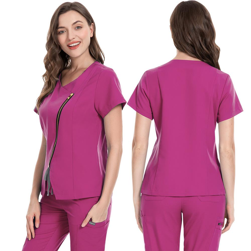 Beauty Salon Spa Private Club Confinement Center Hand Washing Clothes Surgical Clothes Nursing Clothes Solid Color Staff Uniform Embroidery Characters