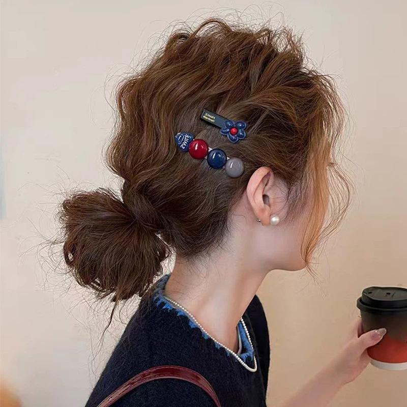 2 Pcs Handmade Hair Clips Set With Flower Decor And Non Slip Grip Perfect For Daily Wear Party Hairstyling For Women Girls