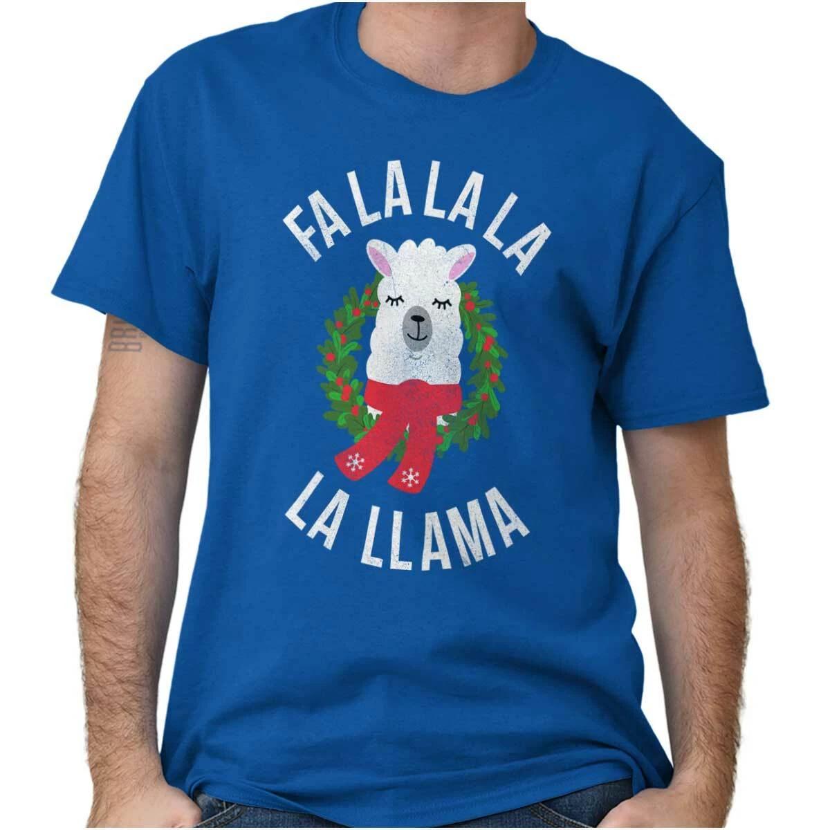 Llama Funny Christmas Xmas Alpaca Cute Gift Womens Graphic Crewneck T Shirt Tee M