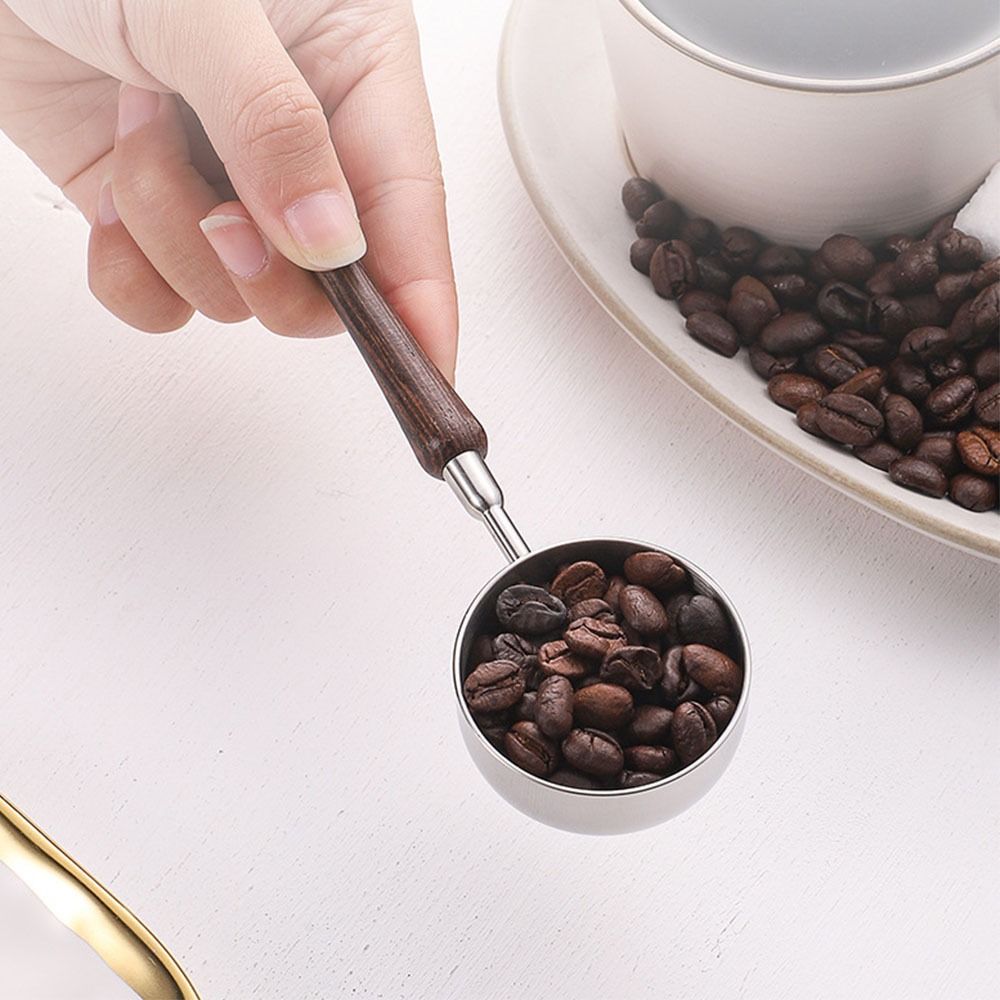 30ML Coffee Measuring Spoon Wood Handle Coffee Sugar Scoop  Kitchen Tools