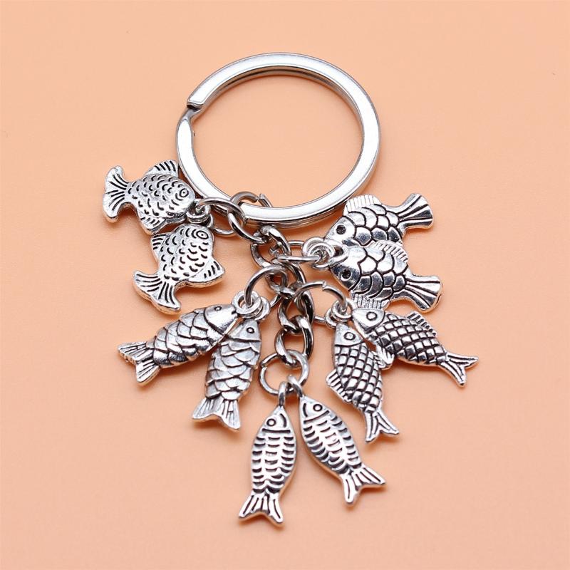 Fish Keychain Zinc Alloy Keyring Fishing Enthusiast Gift For Dad Boyfriend Backpack Car Pendant