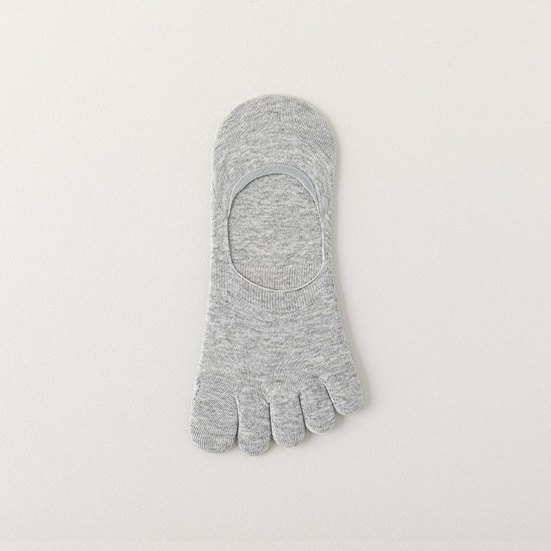 Men's Solid-color Casual Boat Socks, Spring and Summer Breathable Thin Cotton Antibacterial and Deodorizing Short Socks, Summer Toe Socks