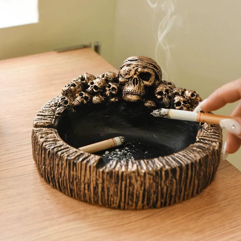 New Pattern Terrifying Skull Ashtray Home Living Room Office Desktop Decoration Ornament Ornament Gift for Father's Day