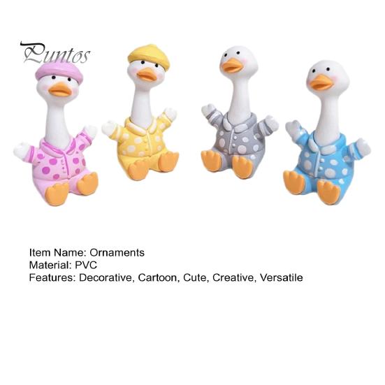 Car Dashboard Ornament 4Pcs Mini Cartoon Duck Figurines, Cute Polka-dot Pajamas Statues, Multi-functional Accessory Macaron Animal Ornaments