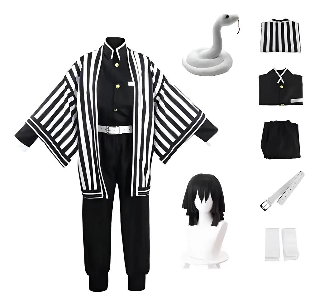 Obanai Iguro Serpente Cosplay Anime Demon Slayer Kimetsu No Yaiba Obanai Iguro Cosplay Kimono Pantaloni Top Uniformi Kisatsutai Set Costume di Halloween