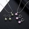 New Best-selling Fashion Jewelry Necklace Earrings Two-piece Round Multicolor Zircon Pendant Set.