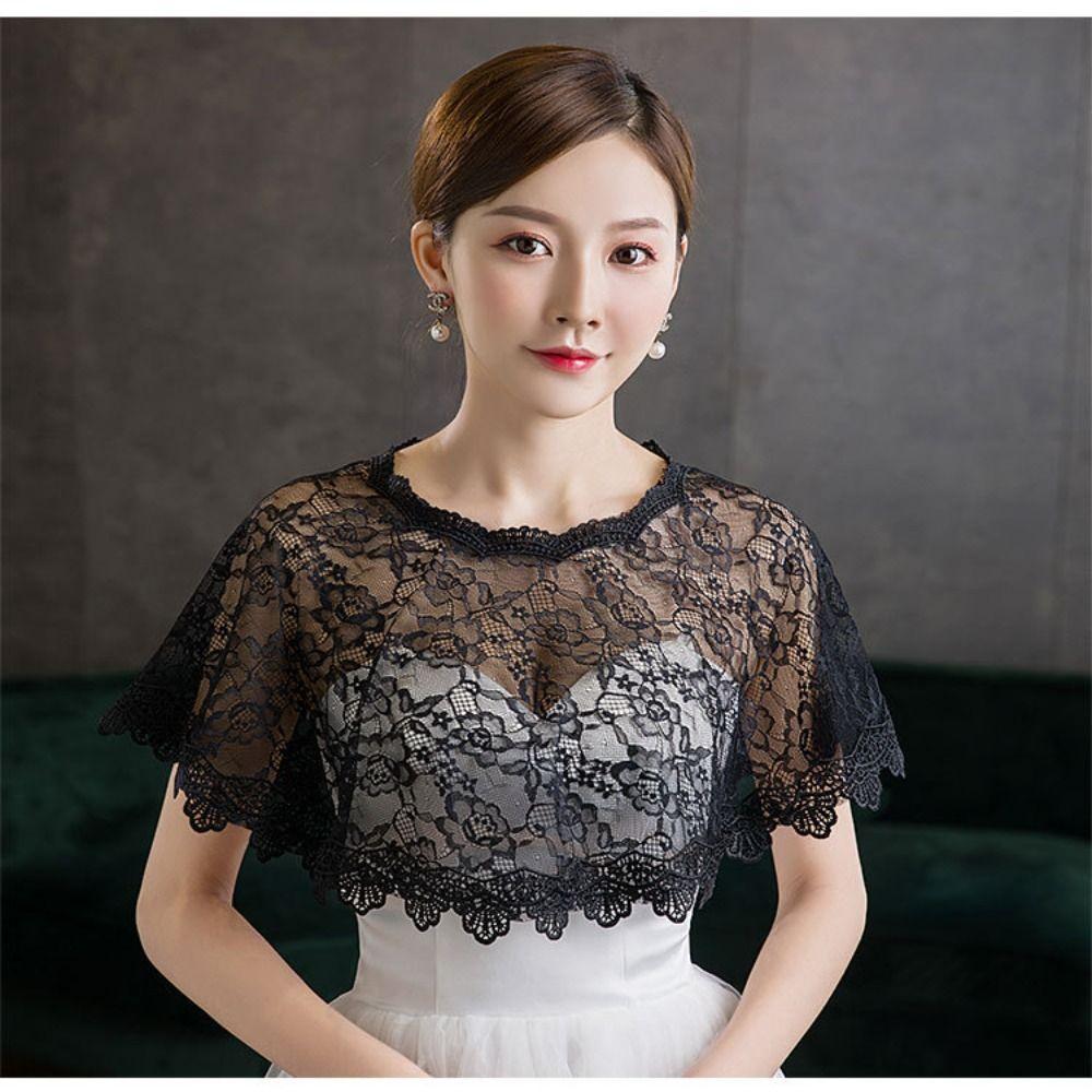 Retro Lace Cover Up Tops Elegant Lace Neckline Shirt Cover Fake Collar  Evening Party Costume