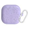 Engraved Flower Protective Skin Cover Fits for Samsung Galaxy Buds4/4Pro Soft Silicone Protector with Keychain Scratch-Resistant