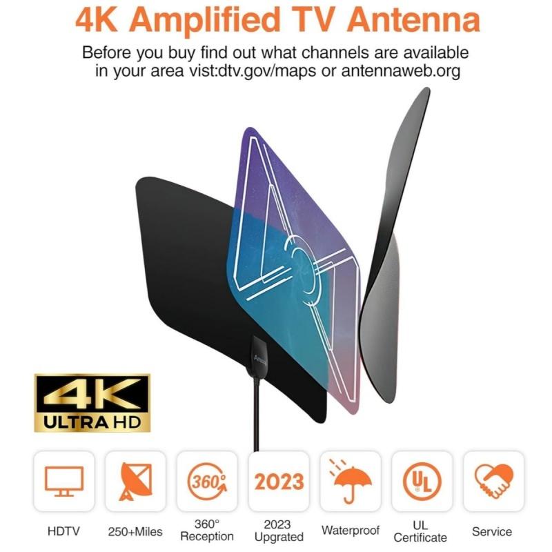2025 New Indoor HD Digital TV Antenna Mini Mesh TV Antenna 4K 1080P DVB-T2 Antenna