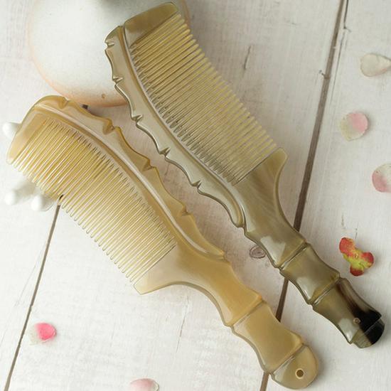 Hemei Natural Horn Comb for Ladies - Scalp Massage & Pointed Tail Design