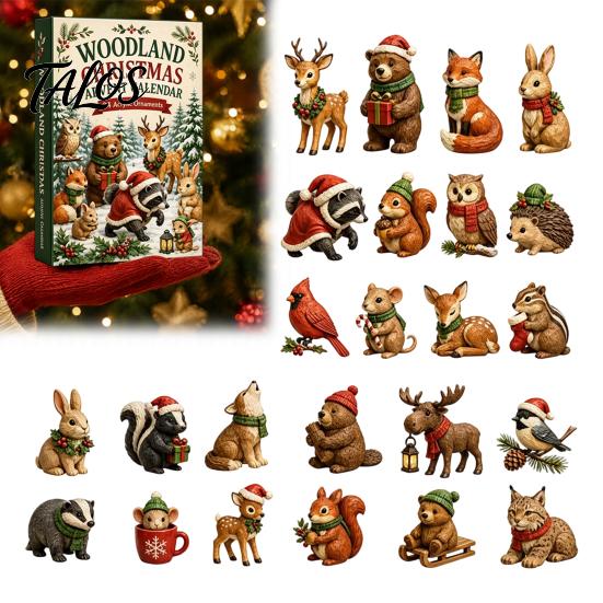 Winter Wonderland Decor 24 Days Christmas Advent Calendar, Forest Animals Countdown Interactive Family Game Cute Acrylic Collectible Toys for Holiday