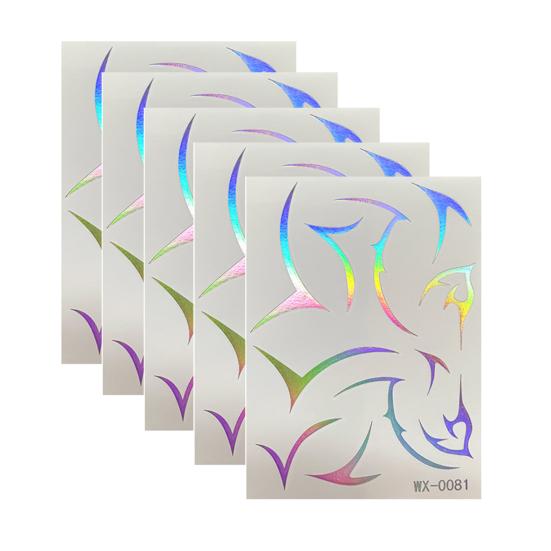 5 Sheets Holographic Lightning Tattoos Flash Temporary Stickers Full Color Body