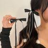 Cute Sweet Girly Bow Hair Clip Bow Long Ribbon Y2K Pompoms Bow Bunches Rhinestones Sweet Balletcore Style