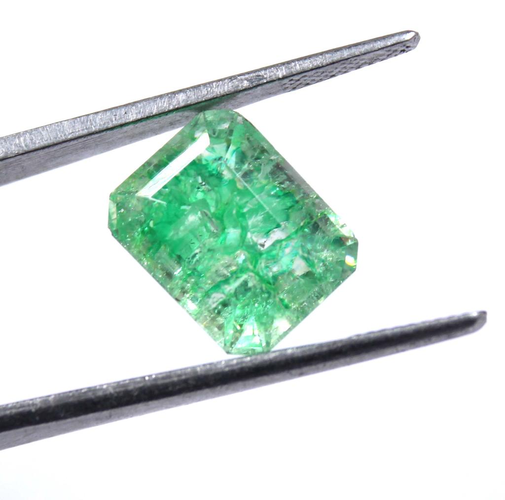 7.70 Carat Excellent New Year Offer Emerald Shape Green Emerald Semi-Transparent Colombia Certified Gemstone SN58