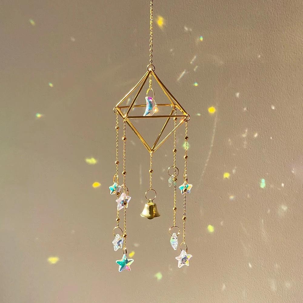 1 Piece, Colorful Metal Rainbow Star Moon Wind Chimes, Sun Catcher Outdoor Window Home Decoration Garden Car Pendant