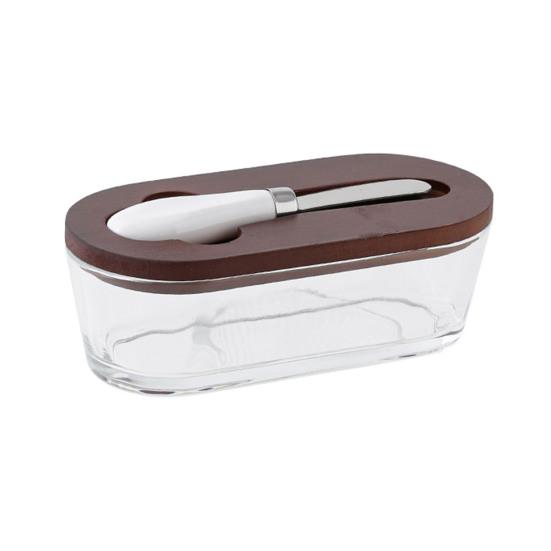 Szklany pojemnik na masło Yousheng z pokrywką, szpatułką, dużą maselniczką, łatwy do czyszczenia pojemnik na masło, niezbędny dodatek dla miłośników masła