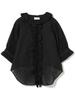 Beams Boy Short Sleeve Cotton Linen Shirt with Ruffles and Gathered One Size Women's Trim, Black,