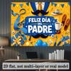 2D Feliz Dia del Padre Backdrop with Tools, Coffee & Mustache Party Decoration Banner