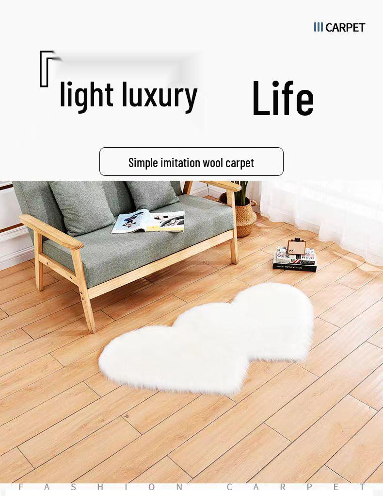 Cozy Imitation Wool Bedside Rug – Long-Pile Bedroom or Living Room Blanket Mat