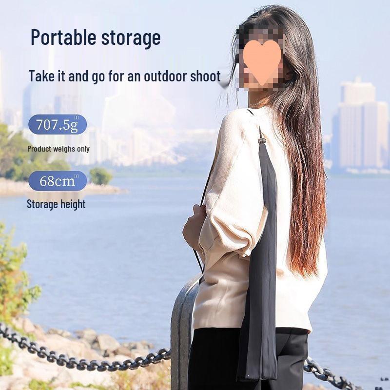 Adjustable Dual Phone Tripod with Fill Light for Outdoor Live Streaming and Photography