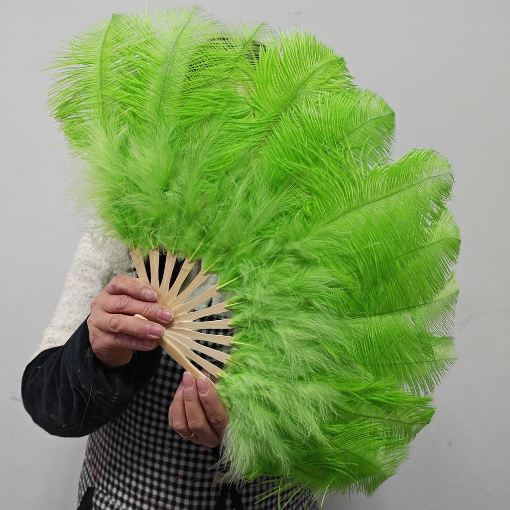 Colorful Ostrich Feather Folding Fan for Stage & Fashion Shows