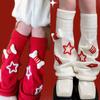 Meias longas Lolita femininas para outono e inverno, aquecedores de perna estilo Harajuku, adoráveis, com pequenos ossos em 3D e estrelas tricotadas, polainas para botas.
