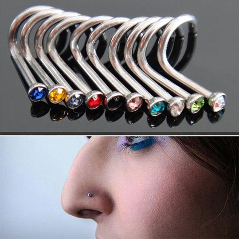 10 bucăți din oțel inoxidabil piercing pentru corp bijuterii nas os gem stud șurub inel