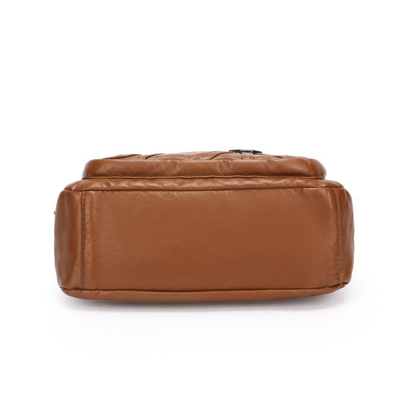 Вінтажна сумка через плече для жінок середнього віку, м'яка шкіряна багатошарова сумка через плече