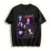 Halloween Saja Jungen Idol Gruppe Aufdruck Oberteil Dunkler Stil Fledermaus Spinnennetz Trendiges Freizeit T-Shirt Reines Baumwoll-T-Shirt