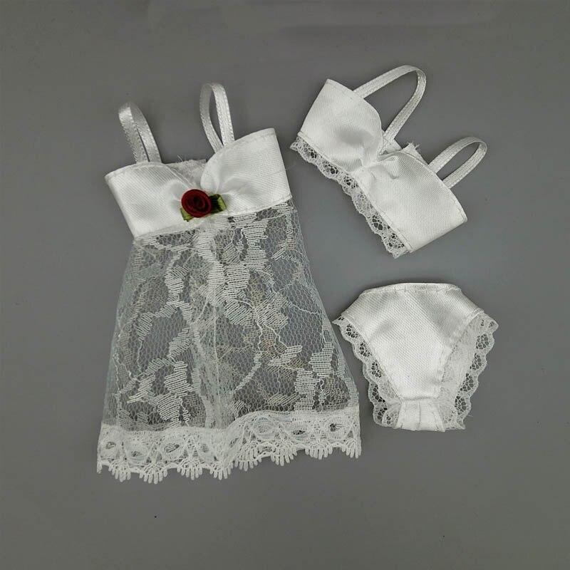 

Белая сексуальная модная пижама, нижнее белье, ночное белье, кружевное ночное платье + бюстгальтер + нижнее белье, одежда для куклы Барби белый