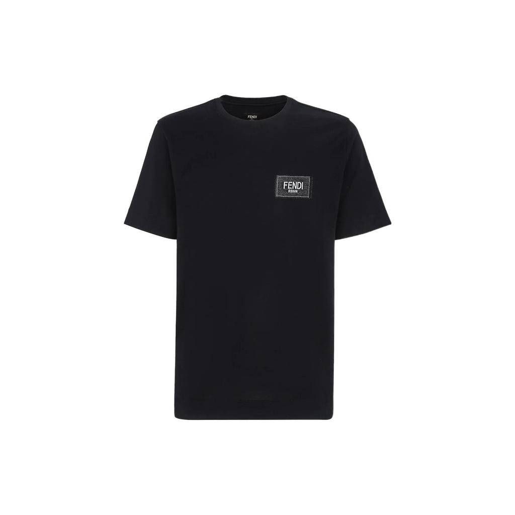 Fendi T-Shirts Men's Black Crew Neck Moderate Straight Fit FY0936A9RLF0QA1