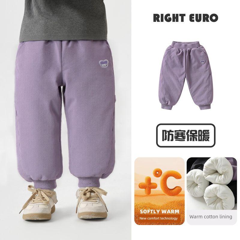 Boys  Warm Cotton Pants, Padded Trousers, Winter 2025 New Children s Clothing, Autumn and Winter Style, Winter Children s Baby Pants, Trendy Purple 120cm