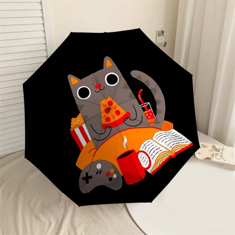 

Cozy Cat Adventure: A Perfect Match for Your Outdoor Escapades - Auto-Open/Close Umbrella, Lightweight and Durable Travel Accessory