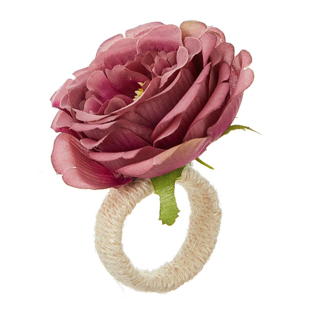 2 Pcs Flower Napkin Rings Rose/Peony Napkin Holder Handicraft Flower Napkin Rings Wedding Table Decoration for Birthday Party