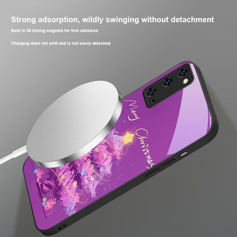 Decorated Christmas Tree For Magsafe Samsung S25 S25 Edge S25Ultra S8 9 10 20 S21 Pro 22 Plus S23 FE S24 Ultra Glass Phone Case