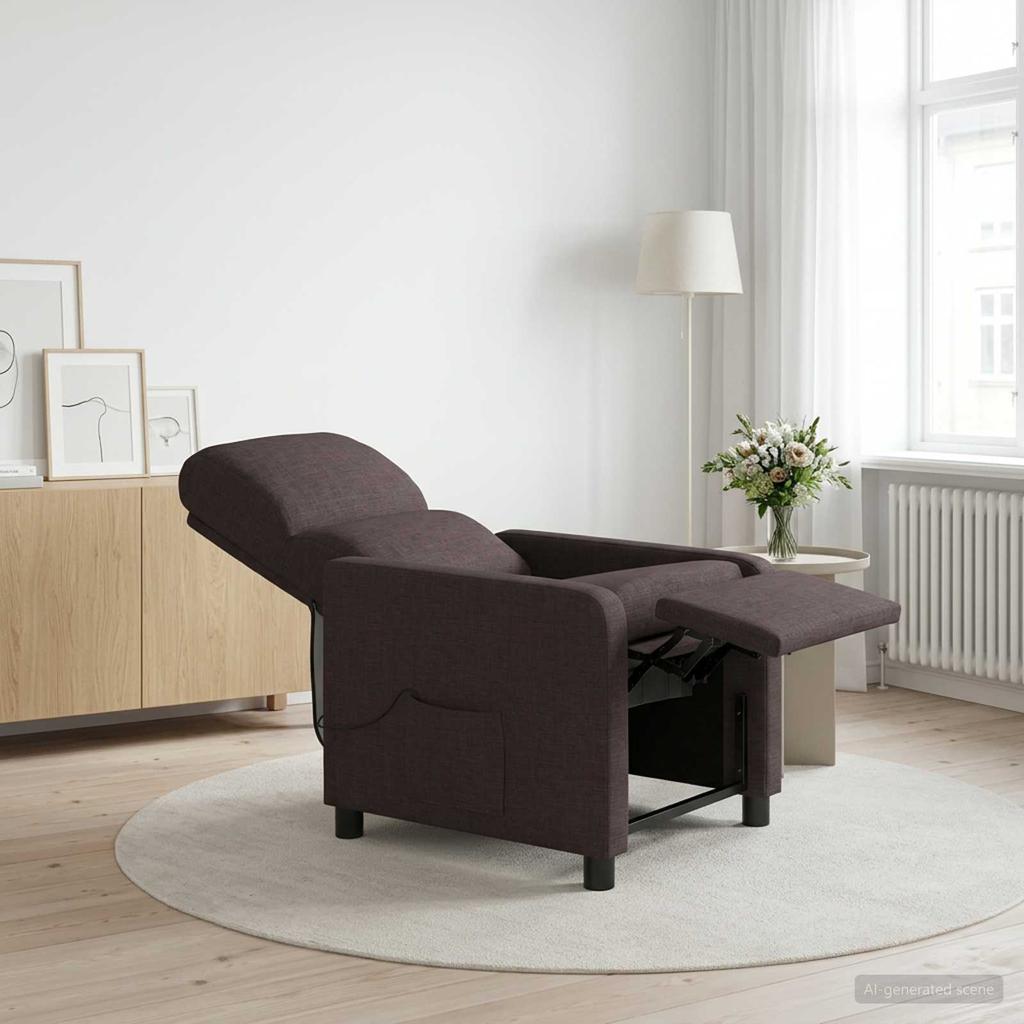 Massage Recliner Dark Brown Polyester