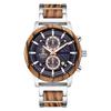 Three-eye Six-pin Alloy Wood Men's Watch Multi-functional Chronograph Calendar Stopwatch Sports Quartz Watch